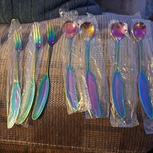 Iridescent Fork and Spoon Set